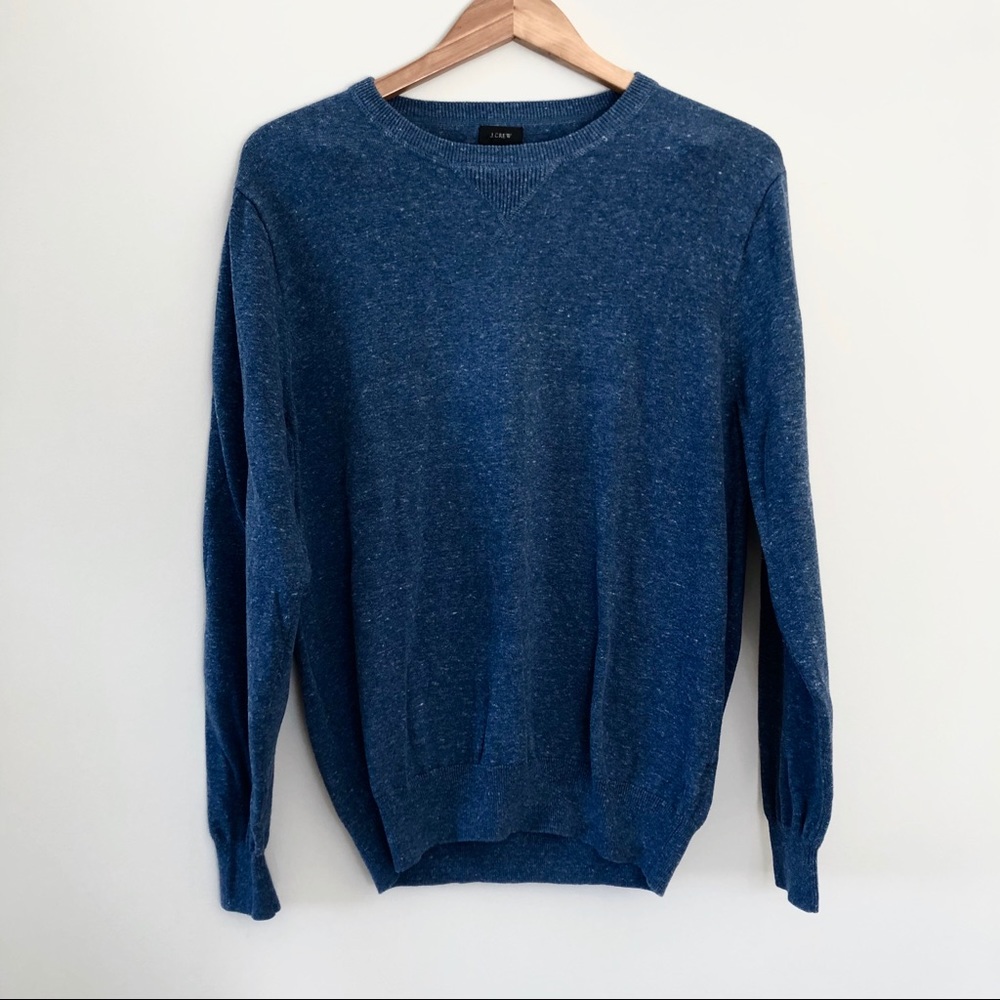 J crew marled blue cotton sweater jumper casual